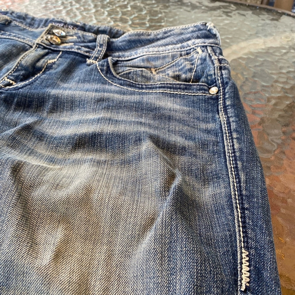 Y2K Trashy McBling Distressed Low Rise Bling Diamond Jeans Size 10 Embroidered - Picture 5 of 16